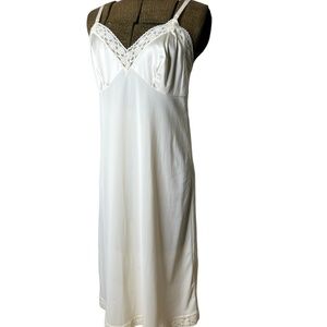 Vanity Fair Vintage 90s Angelic Lingerie Midi Slip Dress Royal Cream with a Lace
